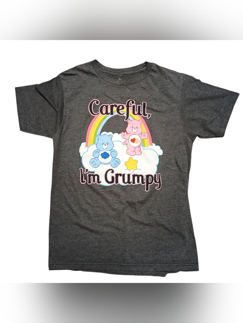 Ripple Junction Dark Gray Care Bears "Careful, I'm Grumpy" Tee Size Small